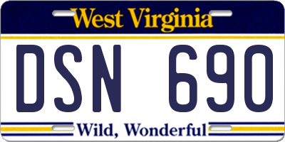 WV license plate DSN690