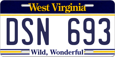 WV license plate DSN693