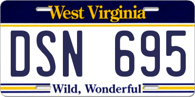 WV license plate DSN695