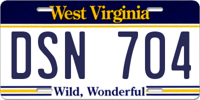 WV license plate DSN704