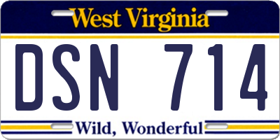 WV license plate DSN714