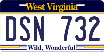 WV license plate DSN732