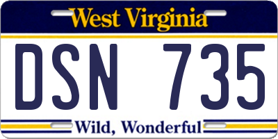 WV license plate DSN735