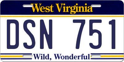 WV license plate DSN751