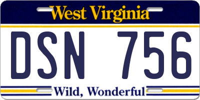 WV license plate DSN756