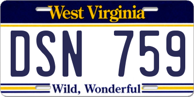 WV license plate DSN759