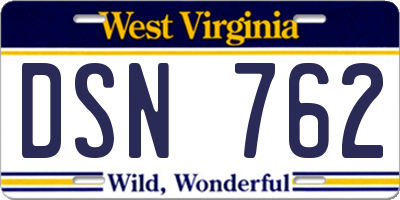 WV license plate DSN762