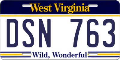 WV license plate DSN763