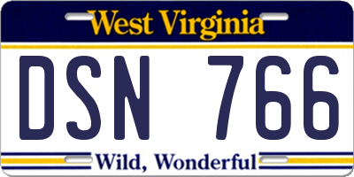 WV license plate DSN766