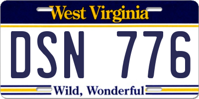 WV license plate DSN776