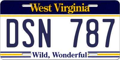 WV license plate DSN787