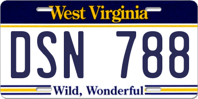 WV license plate DSN788