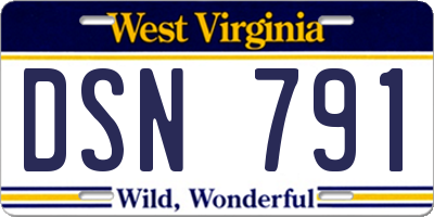 WV license plate DSN791