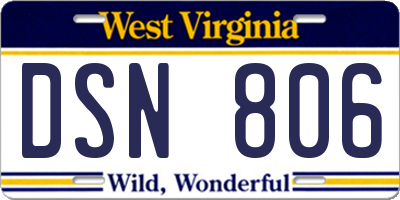 WV license plate DSN806