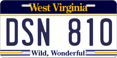 WV license plate DSN810