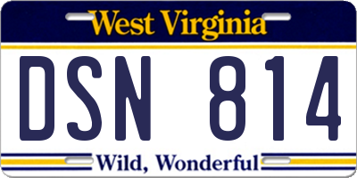 WV license plate DSN814