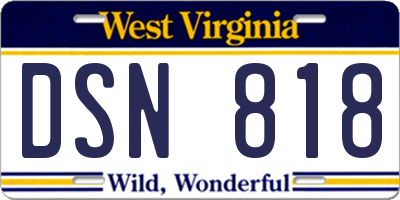 WV license plate DSN818
