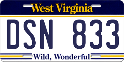 WV license plate DSN833