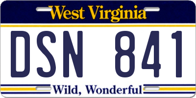 WV license plate DSN841