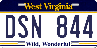 WV license plate DSN844