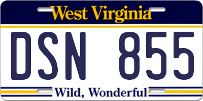 WV license plate DSN855