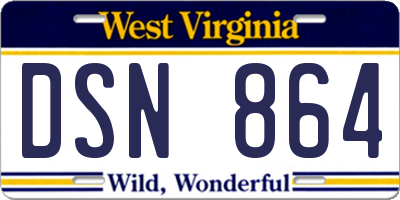 WV license plate DSN864