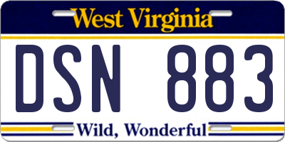 WV license plate DSN883