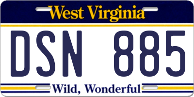 WV license plate DSN885