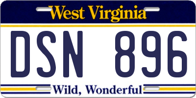 WV license plate DSN896
