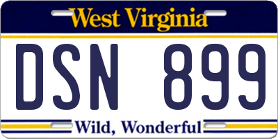 WV license plate DSN899