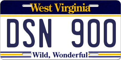 WV license plate DSN900