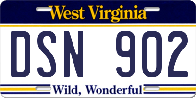 WV license plate DSN902
