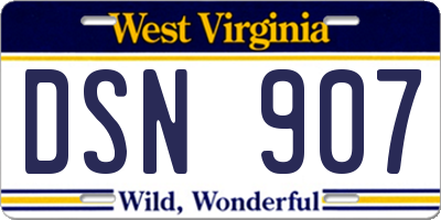 WV license plate DSN907