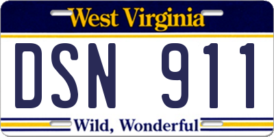 WV license plate DSN911