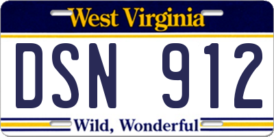 WV license plate DSN912