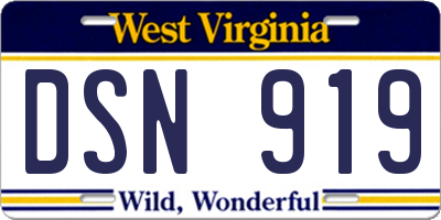 WV license plate DSN919
