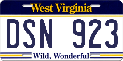 WV license plate DSN923