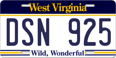 WV license plate DSN925