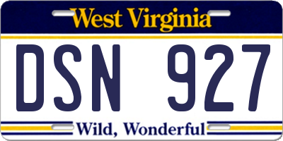 WV license plate DSN927