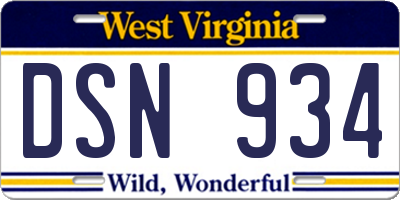 WV license plate DSN934