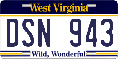 WV license plate DSN943