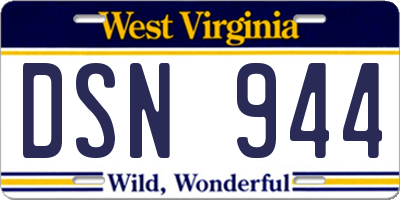 WV license plate DSN944