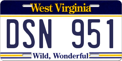 WV license plate DSN951
