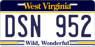 WV license plate DSN952