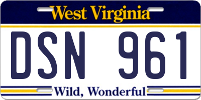 WV license plate DSN961