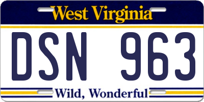 WV license plate DSN963