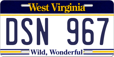 WV license plate DSN967