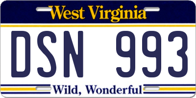WV license plate DSN993