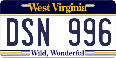 WV license plate DSN996