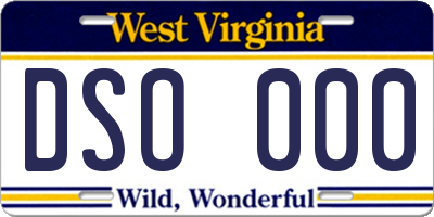 WV license plate DSO000